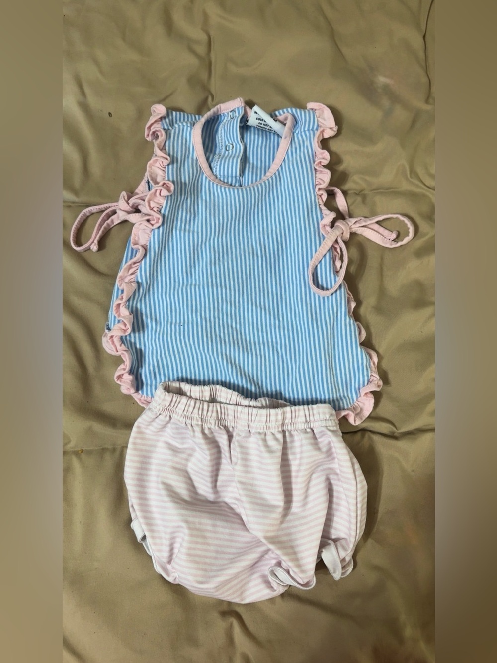 Jelly Beans Blue & Pink Striped Shirt with Matching Bloomers